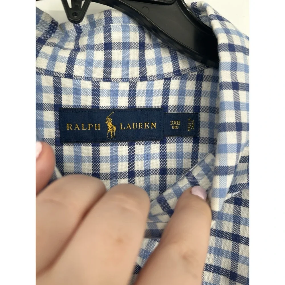 Polo Ralph Lauren Long Sleeve Button Down Up Front Shirt Plaid Mens 3XL Big 3XB‎
